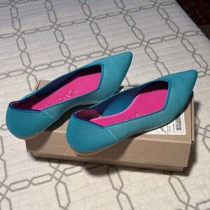Rothy's Vibrant Teal and Pink Flats